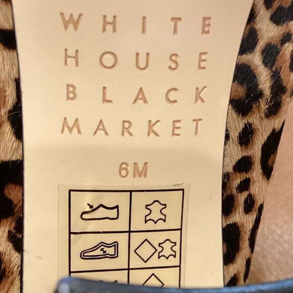 White House Black Market Elisa Signature Leopard Calf Hair Pointed Heels Sz 6 - Picture 10 of 13